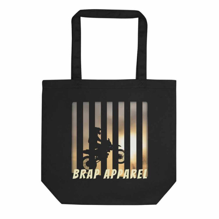 eco-tote-bag-black-front-BRAP Apparel Sun Set Stripes V2