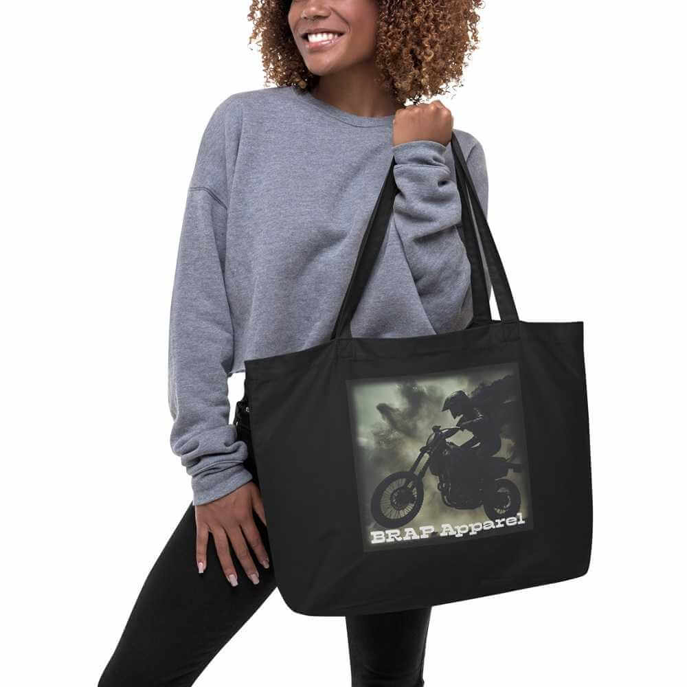 Brap Apparel Dark Rider Large Organic Tote Bag - Image 2