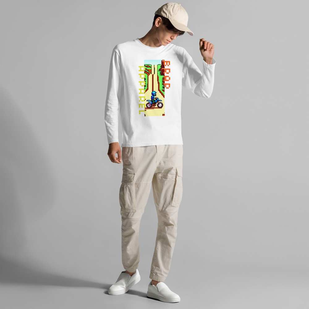 8 Bit Rider on Road Long Sleeved Shirt - Image 5